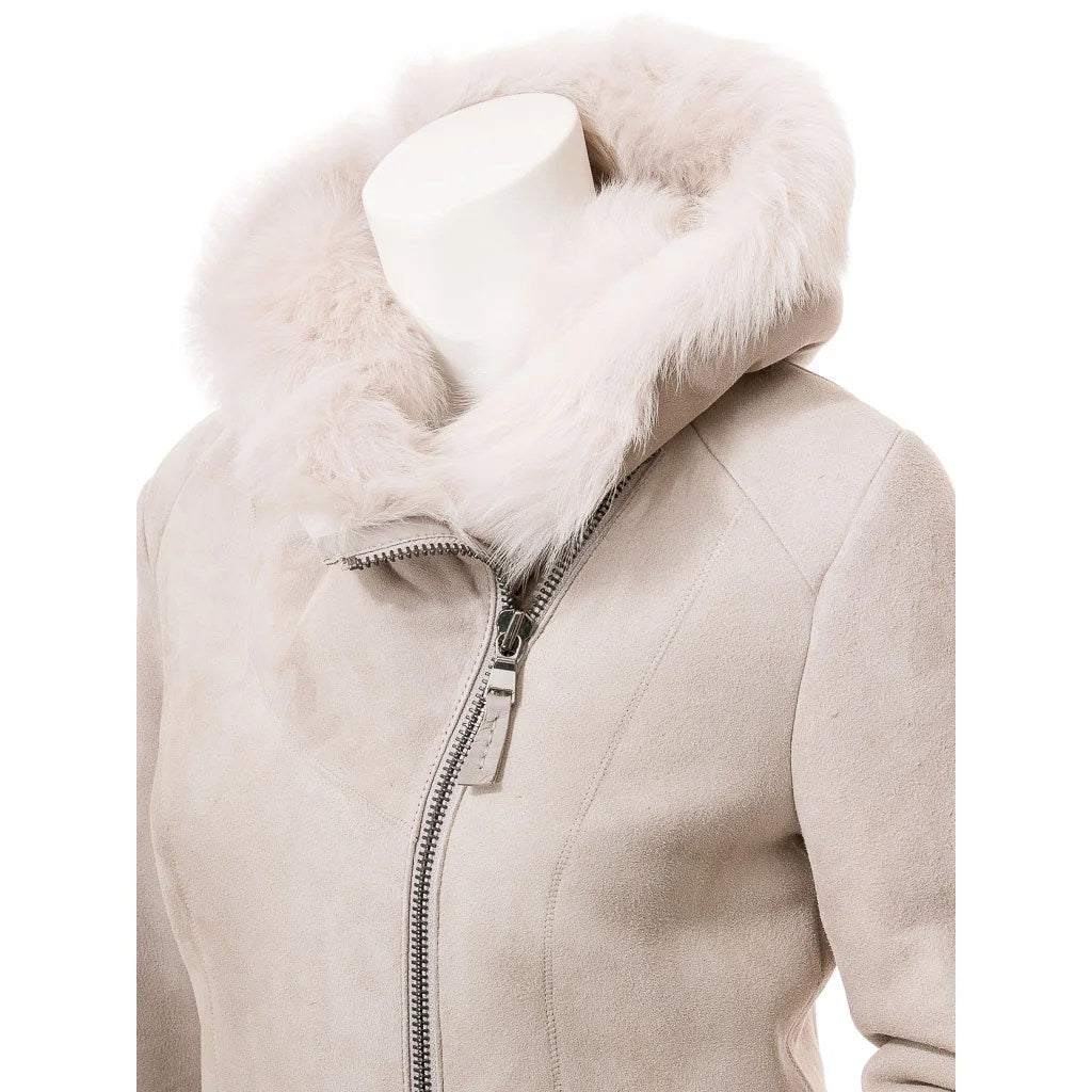 WOMEN BEIGE TOSCANA SHEARLING PARKA LAREDO
