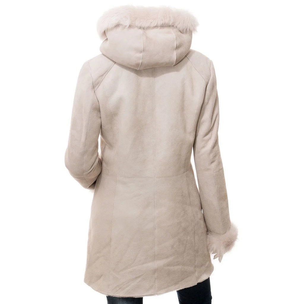 WOMEN BEIGE TOSCANA SHEARLING PARKA LAREDO