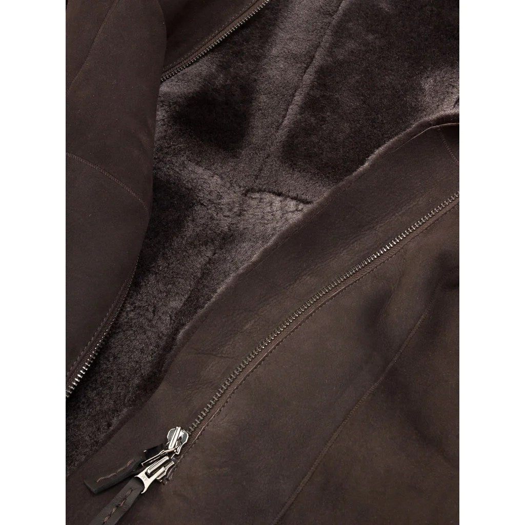 WOMEN BROWN SHEARLING PARKA COAT IRVING
