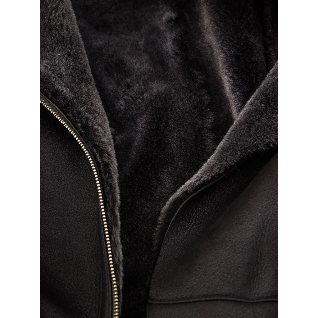 WOMEN BLACK SHEARLING PARKA COAT WYLIE