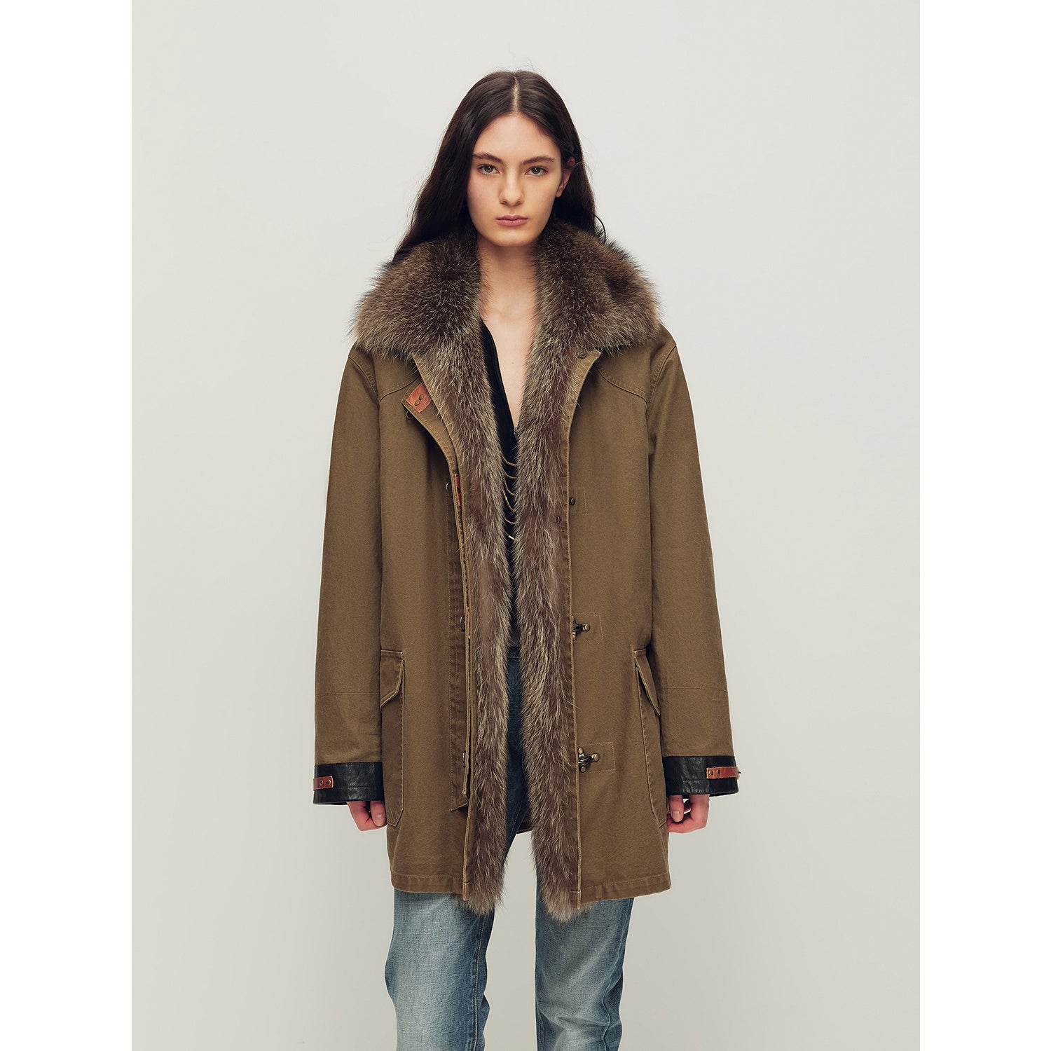 Firelady Women’s Parka with Real American Raccoon Fur Collar – Premium 90% White Goose Down Coat“Winter Street Lights”